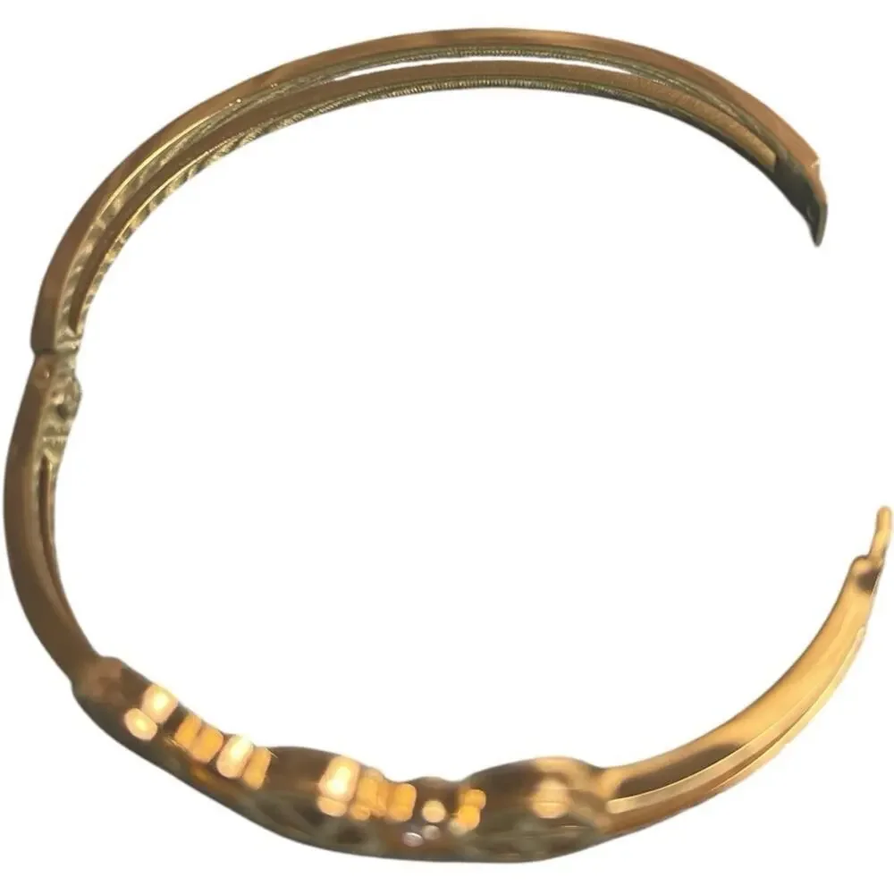 Designer Gold Plated Flower Leaf Bangle Bracelet